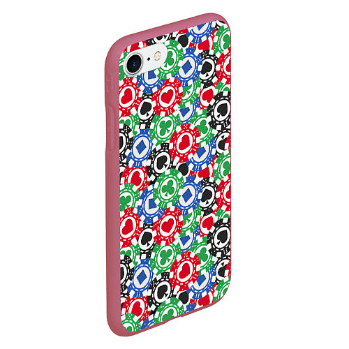 Чехол iPhone 7/8 матовый Фишки, Ставки, Покер / 3D-Малиновый – фото 2