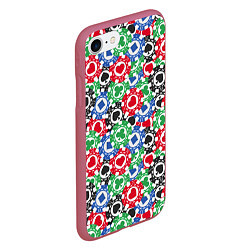 Чехол iPhone 7/8 матовый Фишки, Ставки, Покер, цвет: 3D-малиновый — фото 2