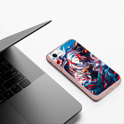 Чехол iPhone 7/8 матовый Девушка киберсамурай и дракон от нейросети, цвет: 3D-светло-розовый — фото 2