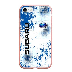 Чехол iPhone 7/8 матовый Subaru blue logo, цвет: 3D-светло-розовый