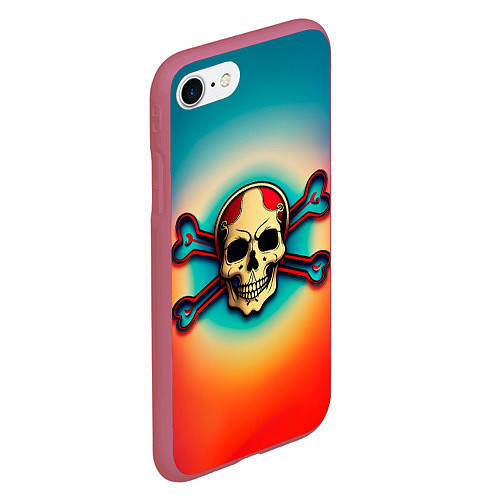 Чехол iPhone 7/8 матовый Красочный веселый роджер / 3D-Малиновый – фото 2