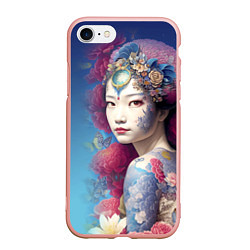 Чехол iPhone 7/8 матовый Japanese girl - irezumi - tattoo - art