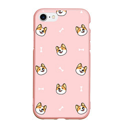 Чехол iPhone 7/8 матовый Pink corgi, цвет: 3D-светло-розовый