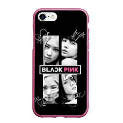 Чехол iPhone 7/8 матовый Blackpink - Autographs, цвет: 3D-малиновый