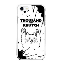 Чехол iPhone 7/8 матовый Thousand Foot Krutch рок кот на светлом фоне, цвет: 3D-белый