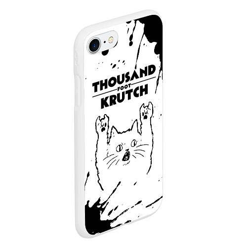 Чехол iPhone 7/8 матовый Thousand Foot Krutch рок кот на светлом фоне / 3D-Белый – фото 2