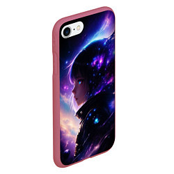 Чехол iPhone 7/8 матовый Покорение космоса - девушка, цвет: 3D-малиновый — фото 2
