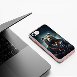 Чехол iPhone 7/8 матовый Русский медведь от нейросети, цвет: 3D-светло-розовый — фото 2