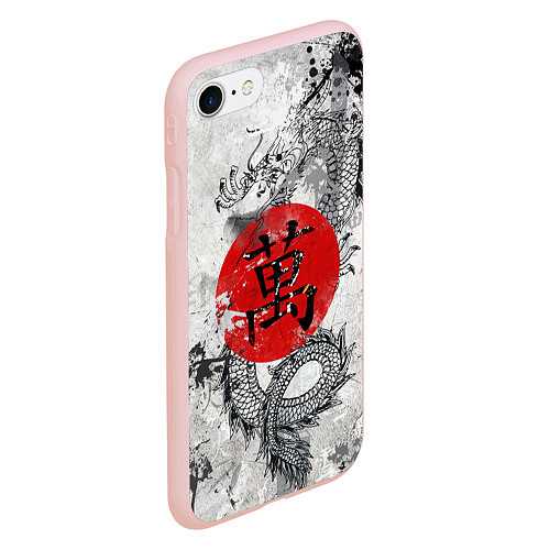 Чехол iPhone 7/8 матовый Dragon - white grunge / 3D-Светло-розовый – фото 2