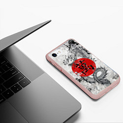 Чехол iPhone 7/8 матовый Dragon - white grunge, цвет: 3D-светло-розовый — фото 2