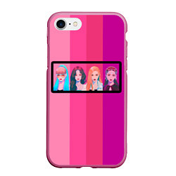 Чехол iPhone 7/8 матовый Группа Black pink на фоне оттенков розового, цвет: 3D-малиновый