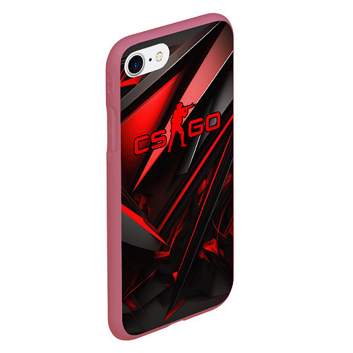 Чехол iPhone 7/8 матовый CS GO black red / 3D-Малиновый – фото 2
