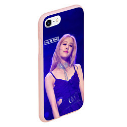 Чехол iPhone 7/8 матовый Rose Blackpink blue background, цвет: 3D-светло-розовый — фото 2