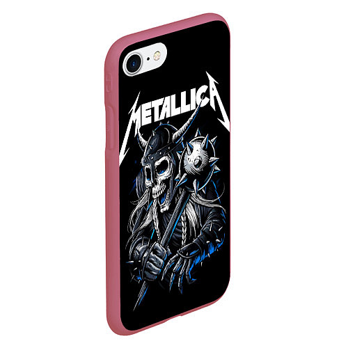 Чехол iPhone 7/8 матовый Metallica - warrior / 3D-Малиновый – фото 2