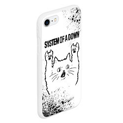 Чехол iPhone 7/8 матовый System of a Down рок кот на светлом фоне, цвет: 3D-белый — фото 2