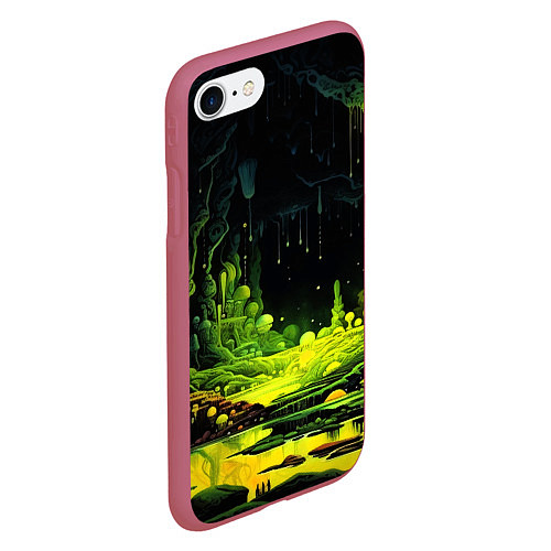 Чехол iPhone 7/8 матовый Кислотная пещера / 3D-Малиновый – фото 2