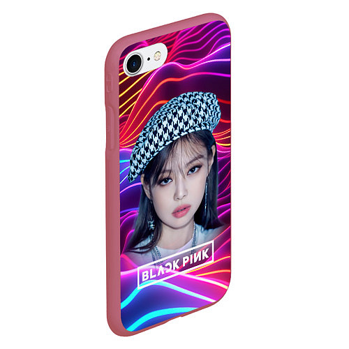 Чехол iPhone 7/8 матовый Jennie neon / 3D-Малиновый – фото 2