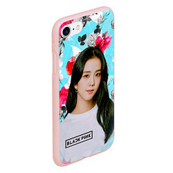 Чехол iPhone 7/8 матовый Jennie Kim Blackpink flowers, цвет: 3D-светло-розовый — фото 2