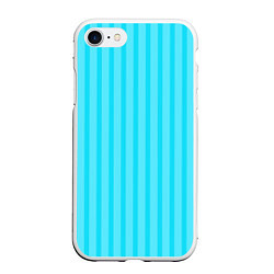 Чехол iPhone 7/8 матовый Полосатый голубой, цвет: 3D-белый