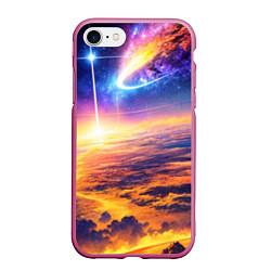 Чехол iPhone 7/8 матовый Космическая вселенная, цвет: 3D-малиновый
