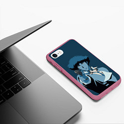 Чехол iPhone 7/8 матовый Spike Spiegel blue, цвет: 3D-малиновый — фото 2