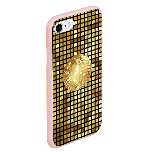 Чехол iPhone 7/8 матовый Золотой диско шар и золотая мозаика / 3D-Светло-розовый – фото 2
