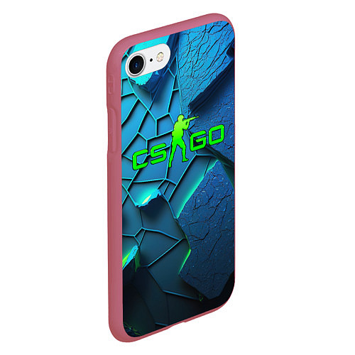 Чехол iPhone 7/8 матовый CS GO blue green style / 3D-Малиновый – фото 2