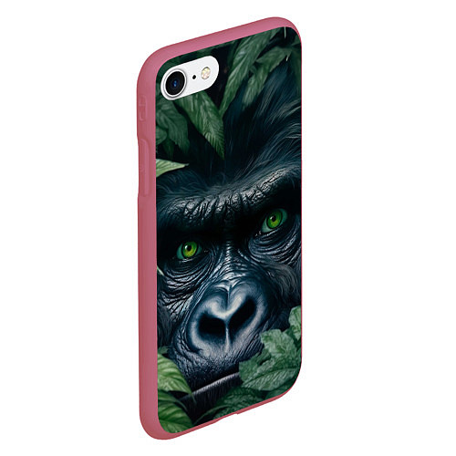 Чехол iPhone 7/8 матовый Крупная морда гориллы / 3D-Малиновый – фото 2