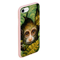 Чехол iPhone 7/8 матовый Маленькая обезьянка в листьях, цвет: 3D-светло-розовый — фото 2