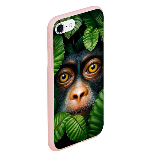 Чехол iPhone 7/8 матовый Черная обезьянка / 3D-Светло-розовый – фото 2
