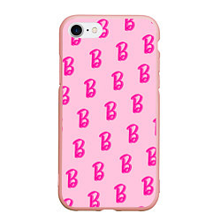 Чехол iPhone 7/8 матовый Барби паттерн буква B, цвет: 3D-светло-розовый
