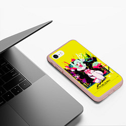 Чехол iPhone 7/8 матовый Ребекка - Киберпанк 2077, цвет: 3D-светло-розовый — фото 2