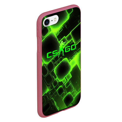 Чехол iPhone 7/8 матовый CS GO зеленые кислотные плиты / 3D-Малиновый – фото 2