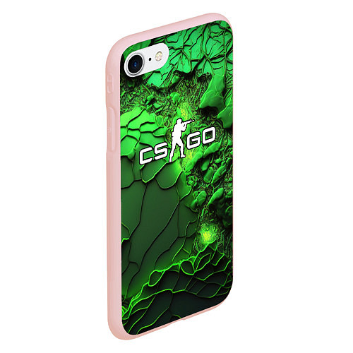Чехол iPhone 7/8 матовый CS GO green abstract / 3D-Светло-розовый – фото 2