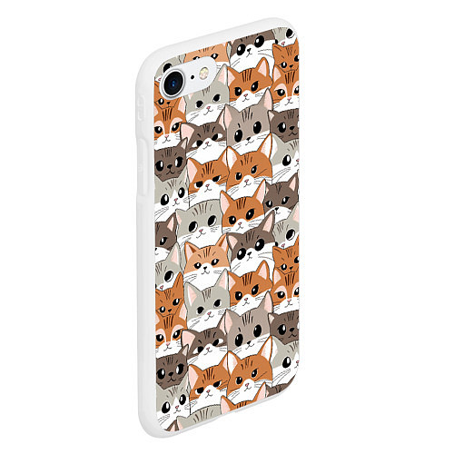 Чехол iPhone 7/8 матовый Паттерн милые котики / 3D-Белый – фото 2