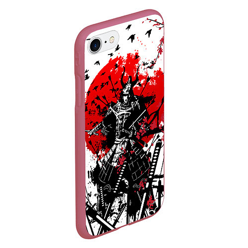 Чехол iPhone 7/8 матовый Bushido warrior / 3D-Малиновый – фото 2