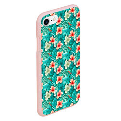 Чехол iPhone 7/8 матовый Летние цветочки паттерн, цвет: 3D-светло-розовый — фото 2