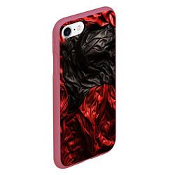Чехол iPhone 7/8 матовый Black red texture, цвет: 3D-малиновый — фото 2