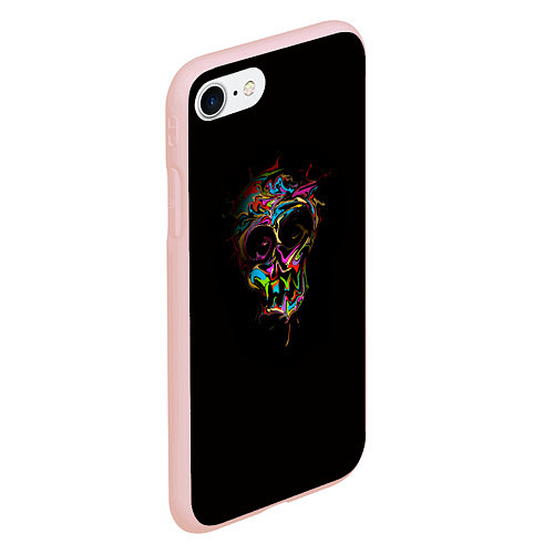 Чехол iPhone 7/8 матовый Череп - потекшие краски / 3D-Светло-розовый – фото 2