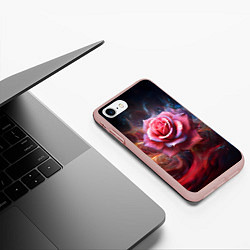 Чехол iPhone 7/8 матовый Алая космическая роза - Нейросеть, цвет: 3D-светло-розовый — фото 2