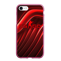 Чехол iPhone 7/8 матовый CS GO red abstract, цвет: 3D-малиновый