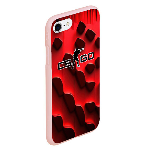 Чехол iPhone 7/8 матовый CS GO black red abstract / 3D-Светло-розовый – фото 2