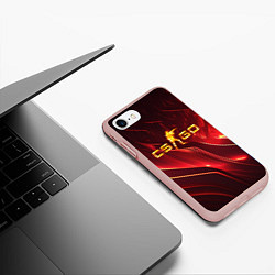 Чехол iPhone 7/8 матовый CS GO fire logo, цвет: 3D-светло-розовый — фото 2