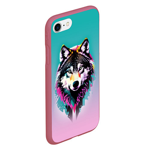 Чехол iPhone 7/8 матовый Волчья морда - поп-арт / 3D-Малиновый – фото 2