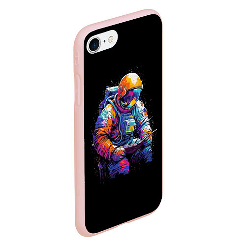 Чехол iPhone 7/8 матовый Читающий космонавт / 3D-Светло-розовый – фото 2
