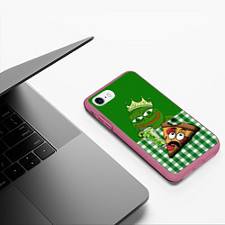 Чехол iPhone 7/8 матовый Pepe King with pizza, цвет: 3D-малиновый — фото 2
