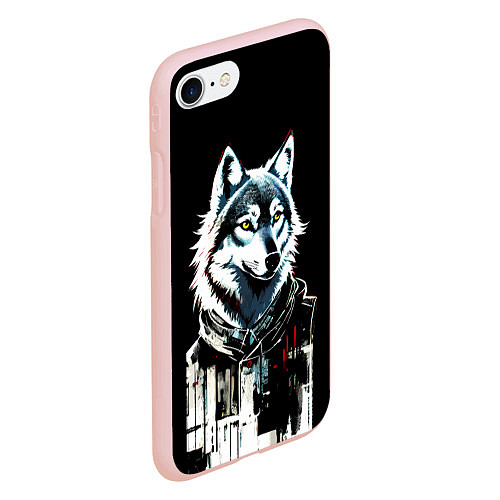 Чехол iPhone 7/8 матовый Волк - графика / 3D-Светло-розовый – фото 2