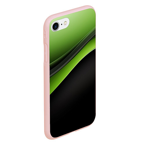 Чехол iPhone 7/8 матовый Black green abstract / 3D-Светло-розовый – фото 2