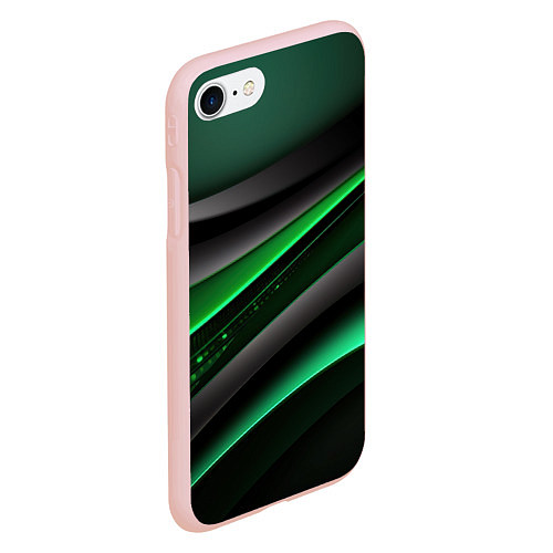 Чехол iPhone 7/8 матовый Black green line / 3D-Светло-розовый – фото 2