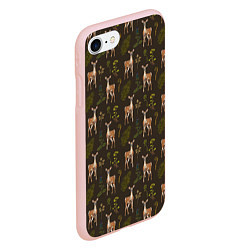Чехол iPhone 7/8 матовый Олени и растения, цвет: 3D-светло-розовый — фото 2